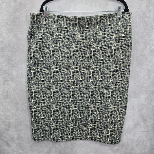 LuLaRoe Blue Plaid Weave Stretch Tartan Midi Retro Plus Skirt 3XL