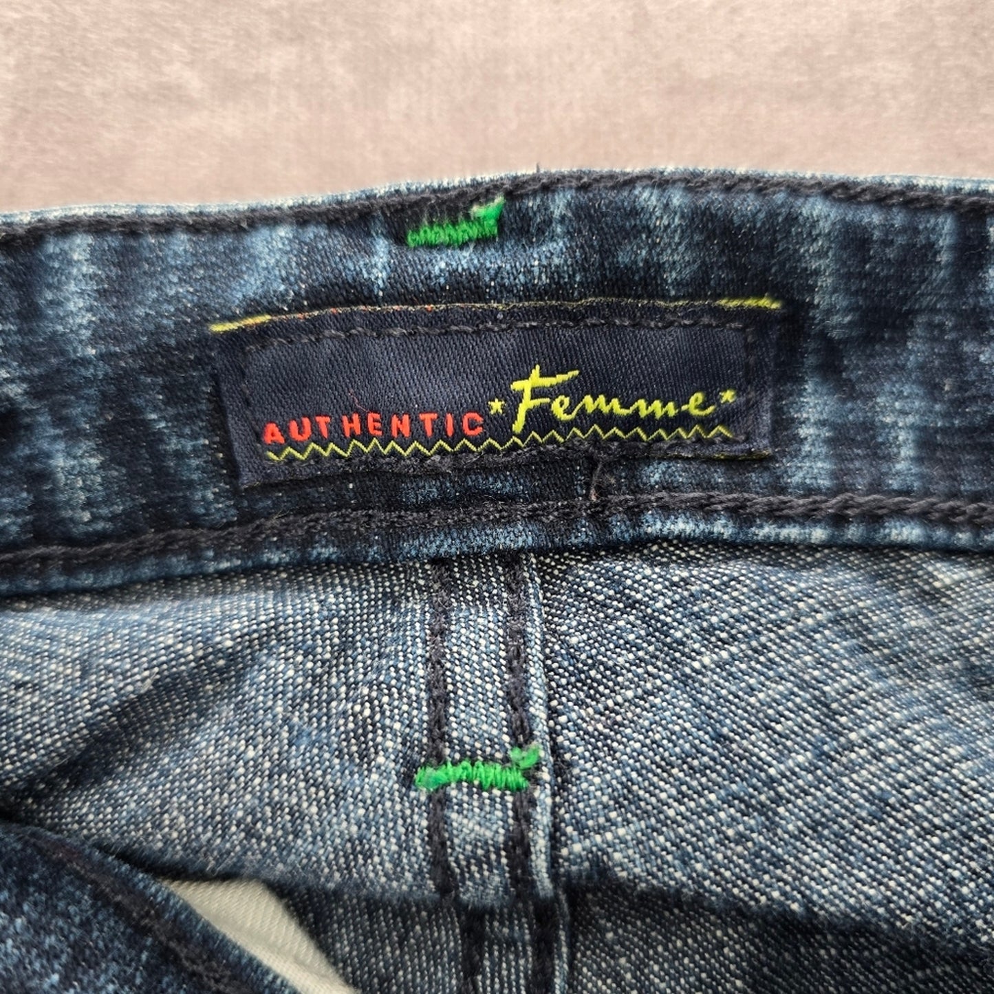 049. Authentic Femme Blue Bootcut Straight Flare Denim Pants Jeans 14