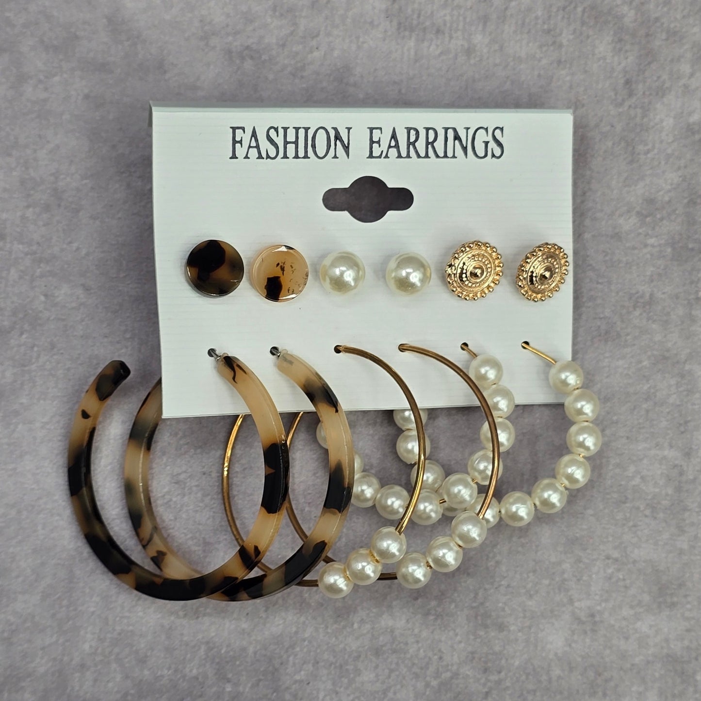 Pearl Hoop Stud Gold Brown Dangle Fashion Jewelry Earrings NWT JB2-59