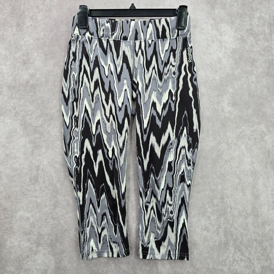 Reebok Black Gray Marble Cropped Active Pant Bottom Legging Small