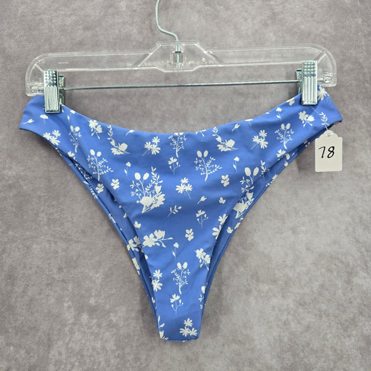 Zaful Purple Floral Print Bikini Cheeky Thong High Leg Bottom Swimwear Medium