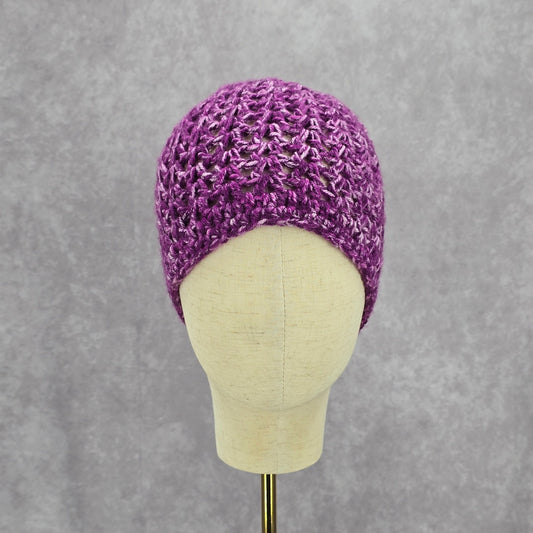 Purple Cable Knit Vintage Y2K Funky Boho Whimsy Beanie Caps Crochet Hats