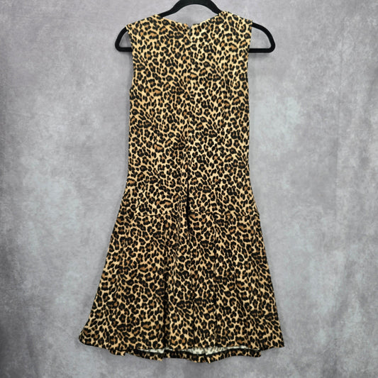 Michael Kors Brown Animal Print Knee Length Sleeveless Flare Pleat Dress 4