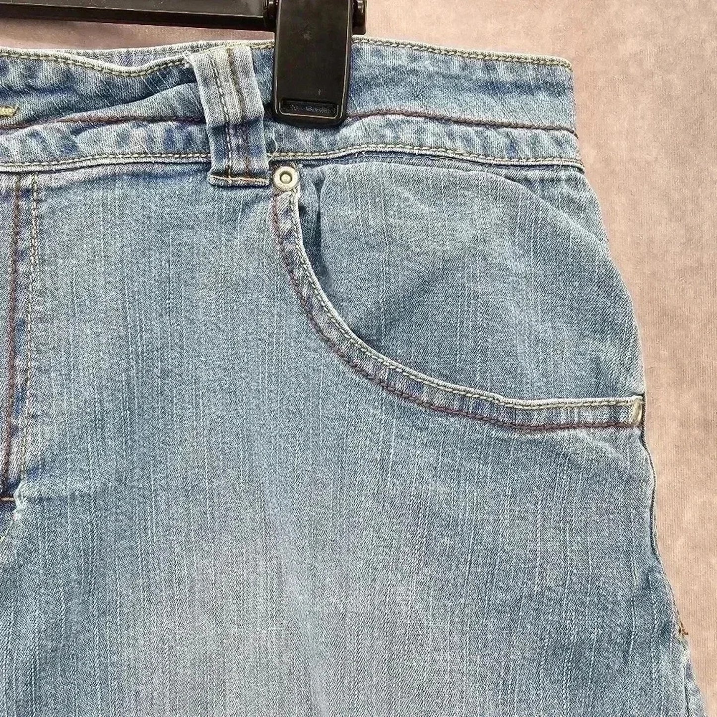 Faded Glory Blue Denim Jeans Boho Western Casual Women's Shorts Size 14