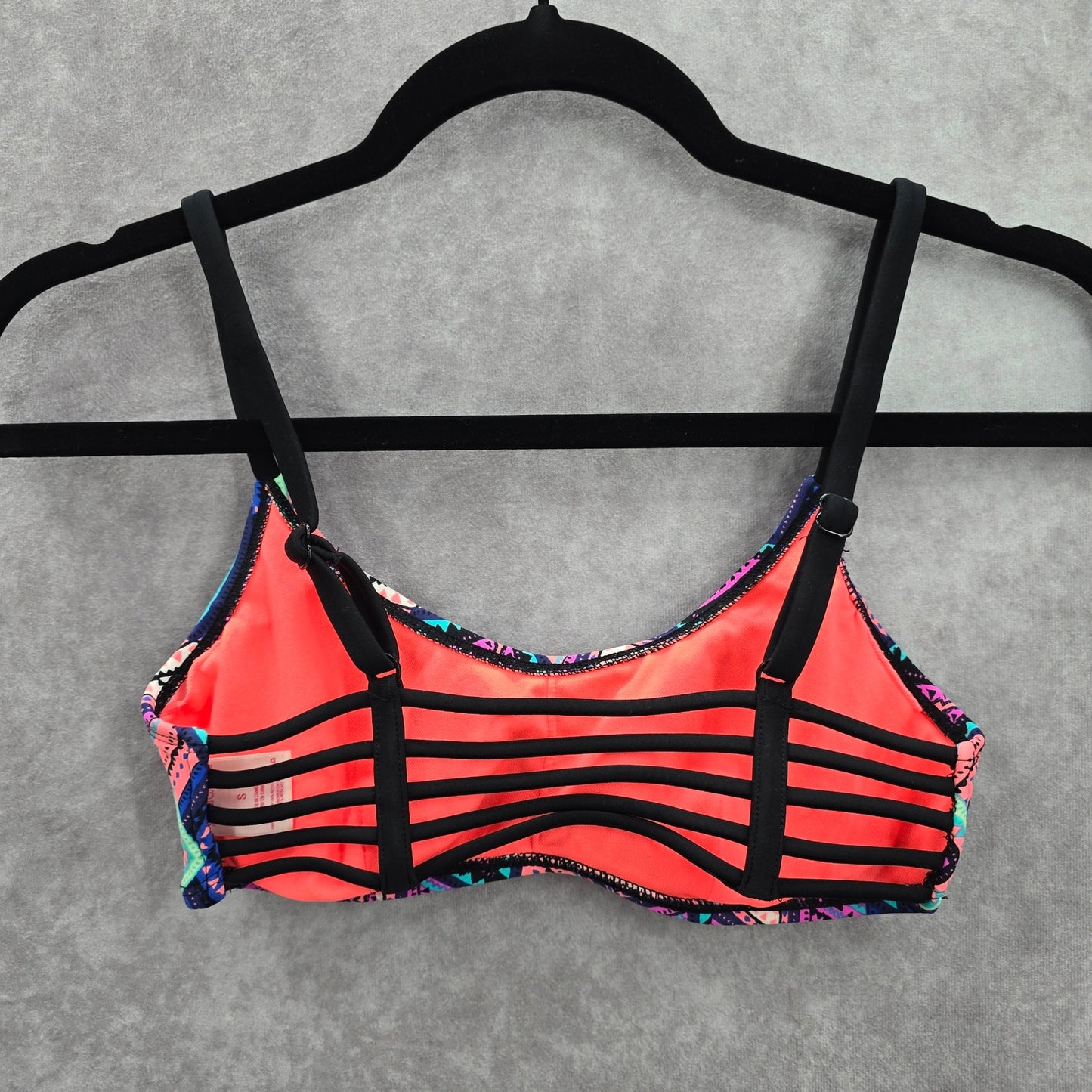 Xhilaration Black Geometric Boho Y2K Padded Adjustable Strap Bikini Top Small