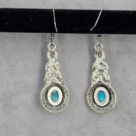 Zara Silver Blue Rhinestone Drop Boho Dangle Fashion Jewelry Earrings NWT JB2-78