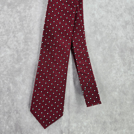Pronto Uomo Red Geometric White Executive Polka Dot Silk Men's Neck Tie
