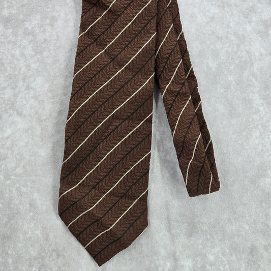 Joseph Abboud Brown Stripe 100% Silk Executive Corporate Italy Men's Neck Tie