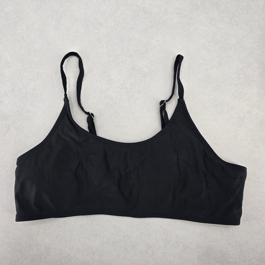 Black Padded Y2K Classic Pull On Swim Sports Bra Beach Bikini Top M Medium