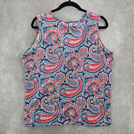 Lauren Ralph Lauren Blue Floral Ruffle Cotton Blouse Top Shirt Plus 2X