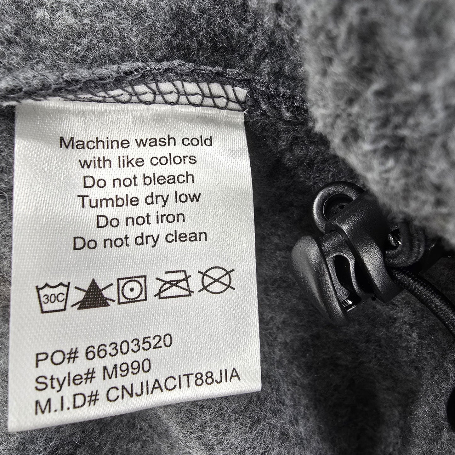 Harriton Gray Full Zip Mock Neck Fleece Sweater Coat Jacket XL Extra Large
