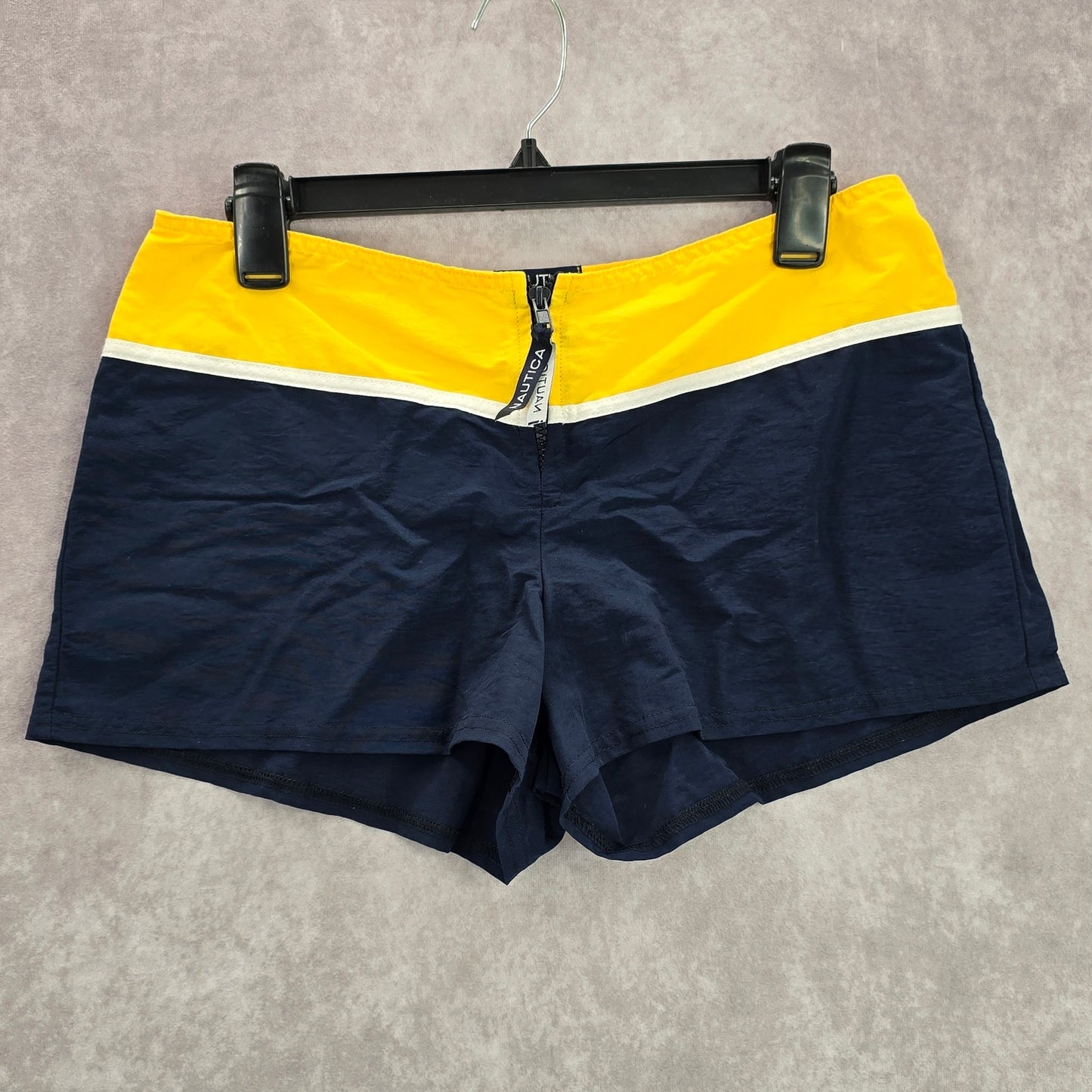 Nautica Blue Yellow Zipper Swimwear Board Shorts Bottoms Pants Small