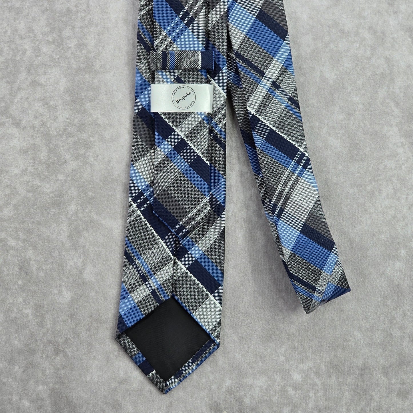 Bespoke Blue Plaid Tartan Stripe Geometric Executive Neck Tie Men's