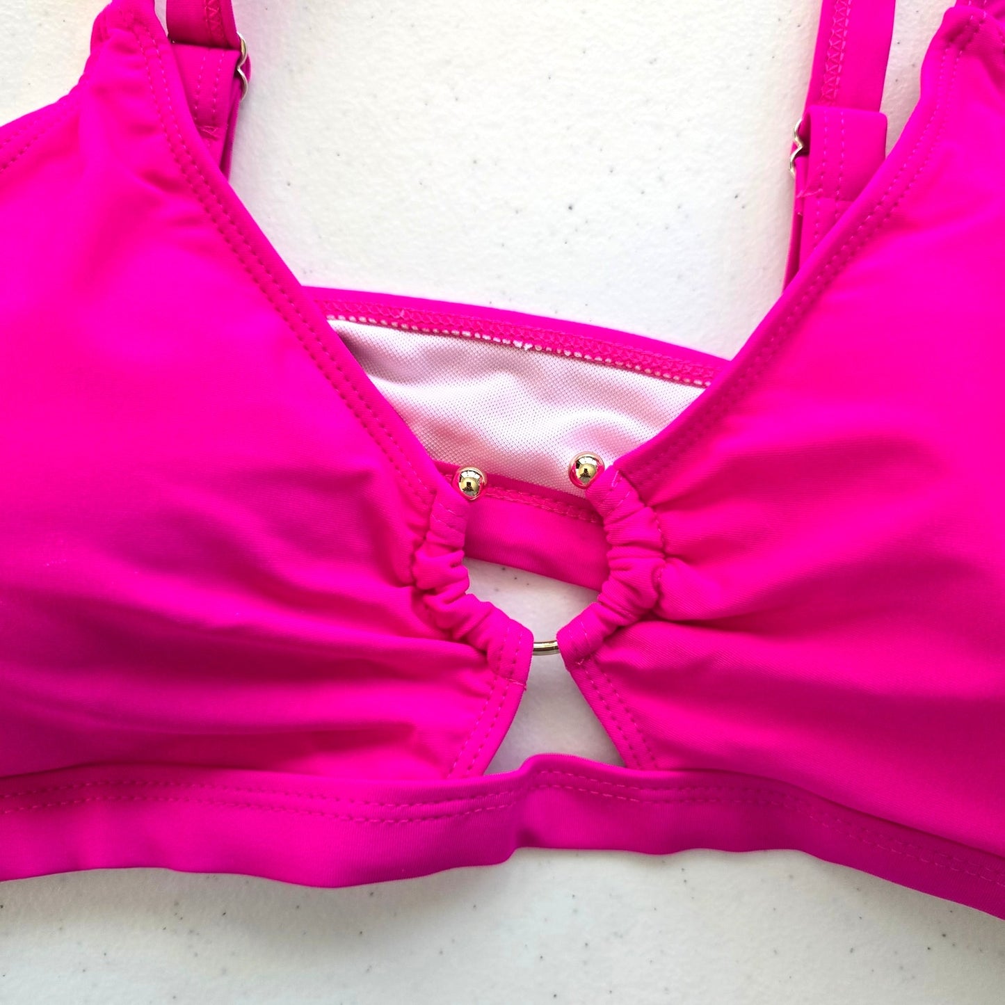 Shein Pink Bikini Top Padded Bra Swimwear Adjustable Strap Swimsuit Plus 1XL