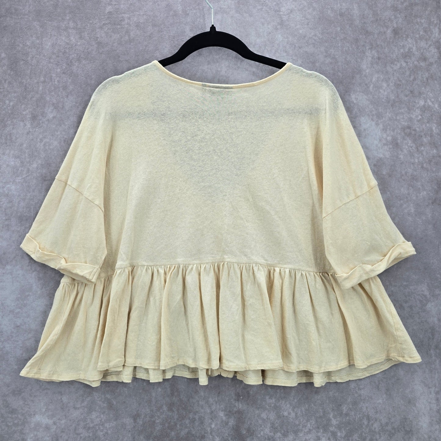 Urban Outfitters Pink Ruffle Button Short Cropped Oversized Blouse Top S Small