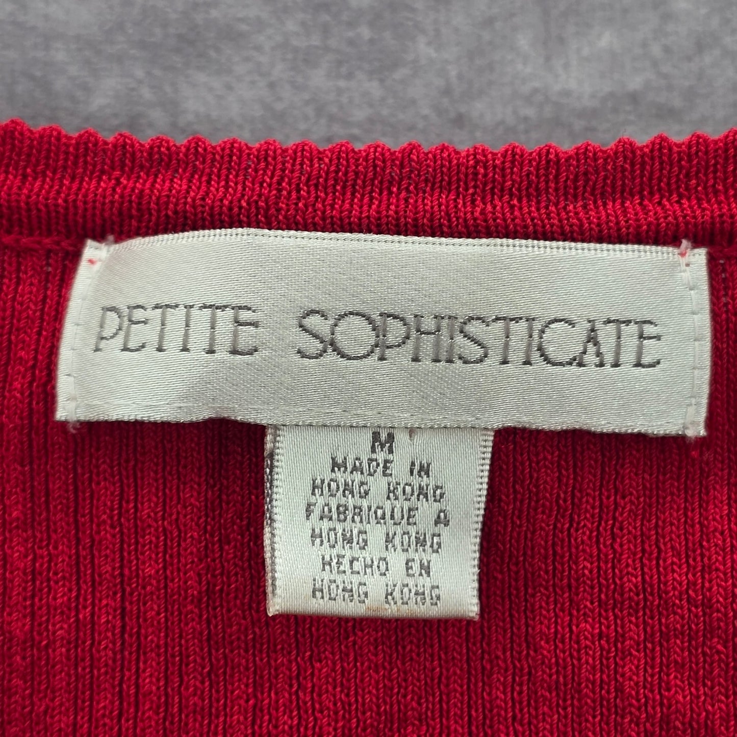 Petite Sophisticate Red Button Ribbed Cardigan Sweater Y2K Top Medium