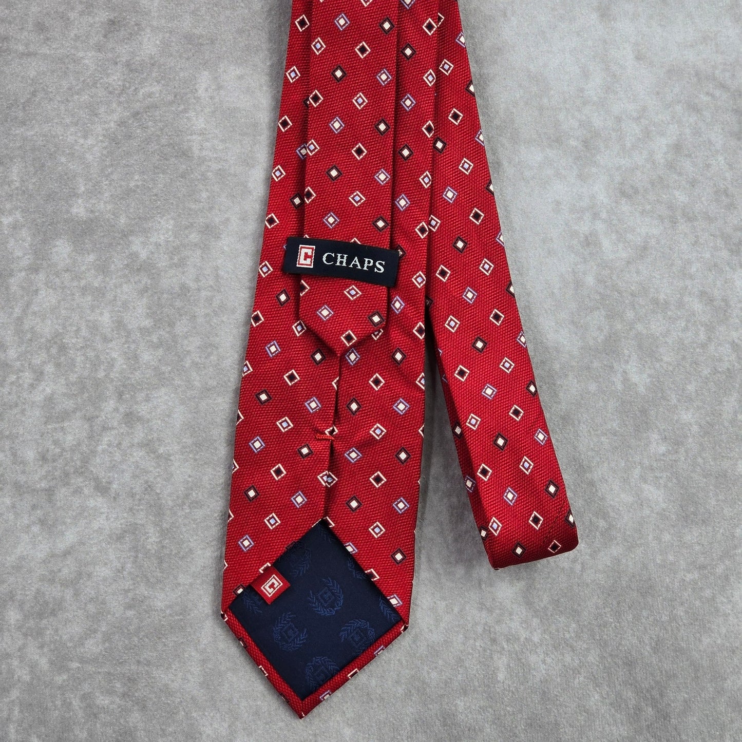 Chaps Red Blue White Diamond Geometric Silk Executive Holiday Neck Tie Men's