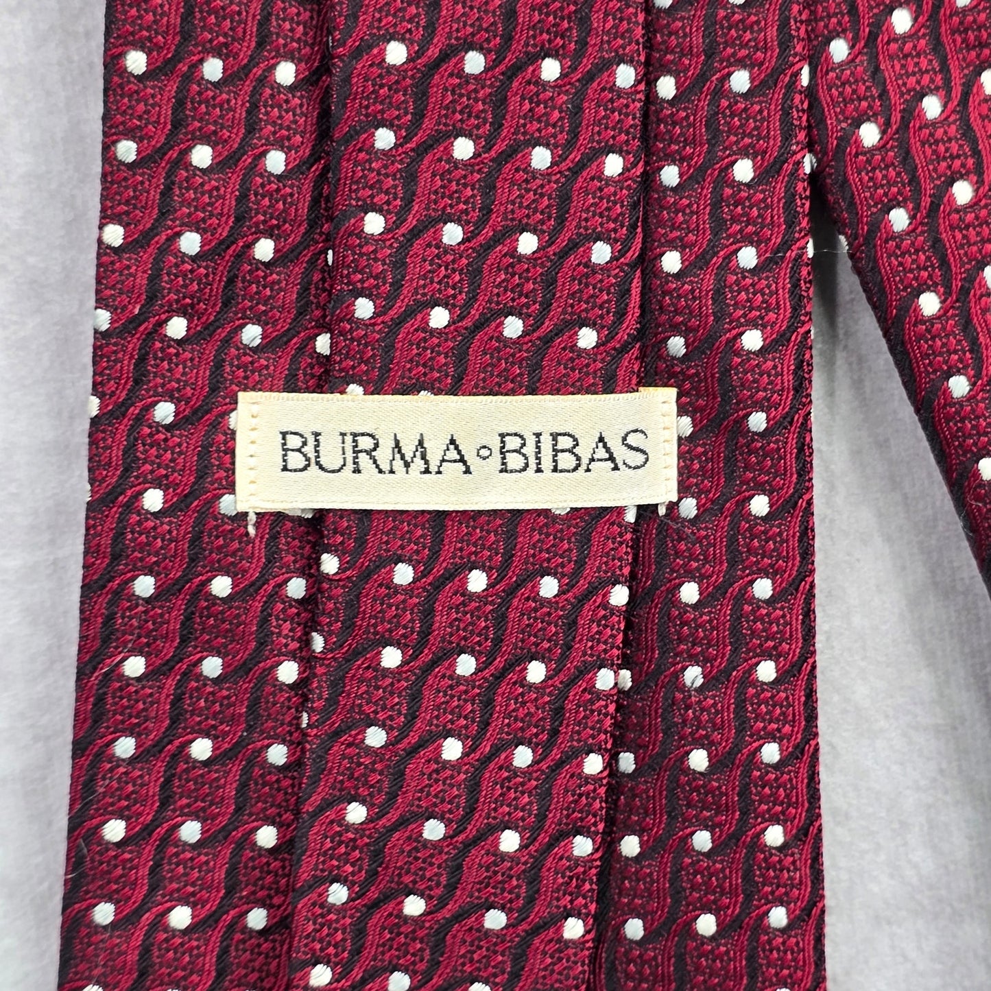 Burma Bibas Red Black White Geometric Polka Dot Silk Men's Neck Tie NWOT
