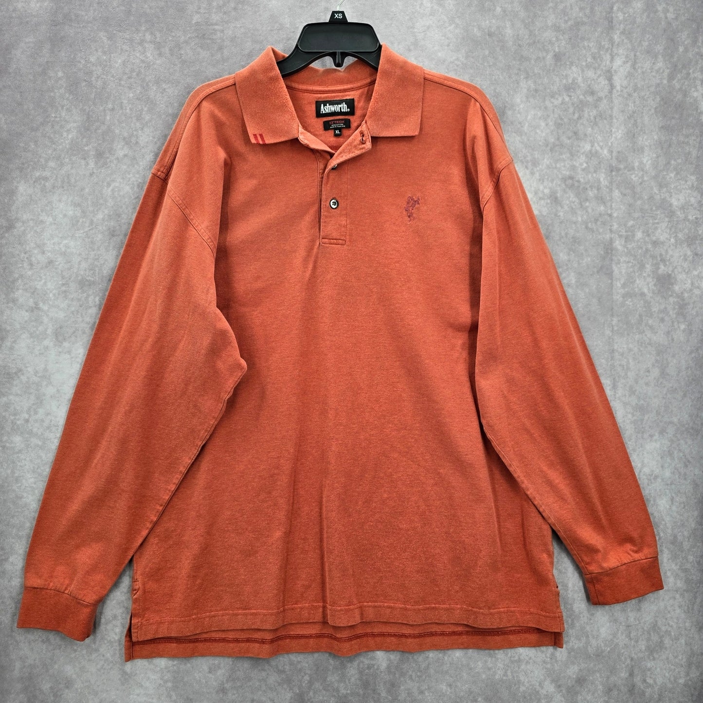 Ashworth EzTech Orange Long Sleeve Polo Cotton Pullover Sweater XL Extra Large
