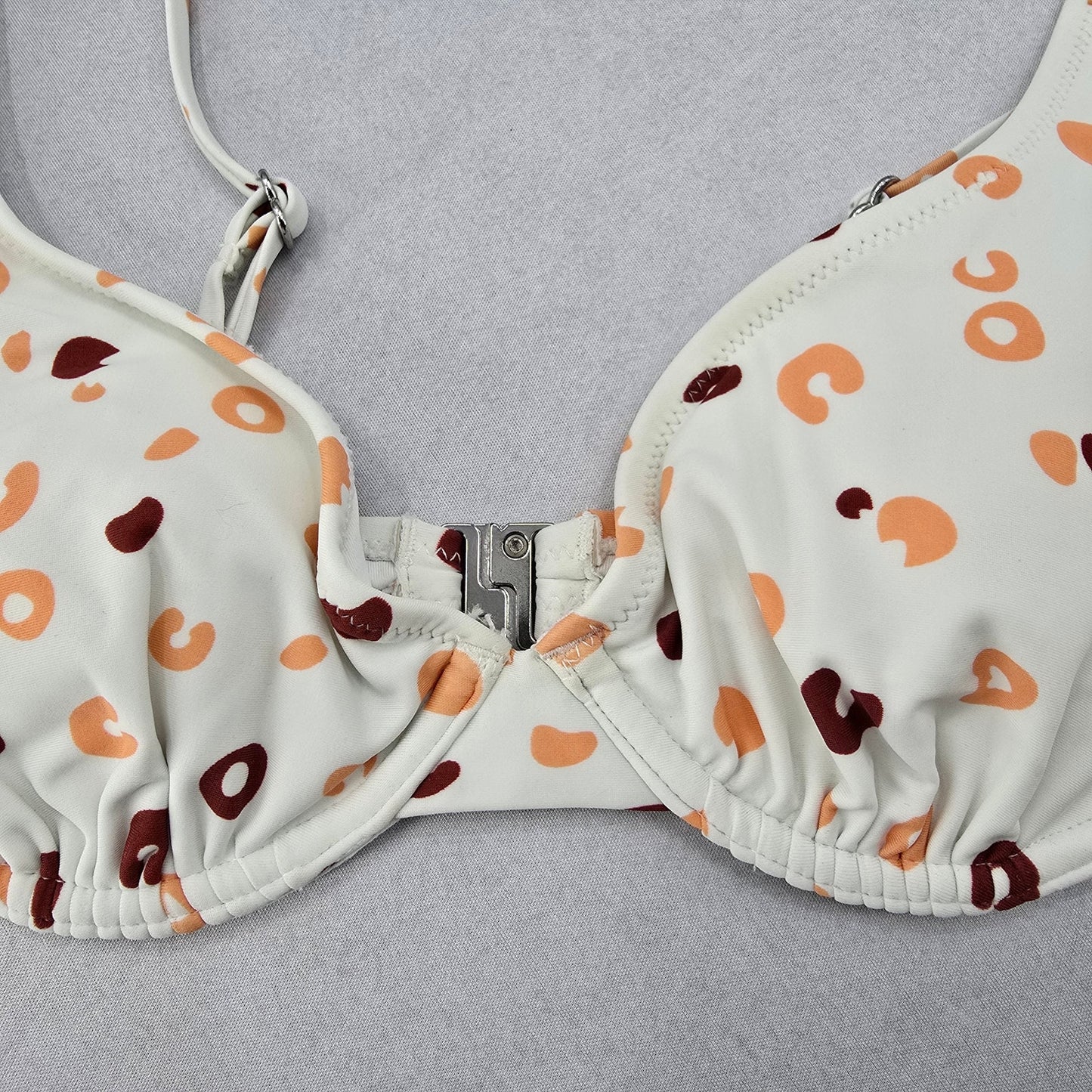 White Print Padded Sports Active Bra Beach Bikini Bralette Swim Top S Small