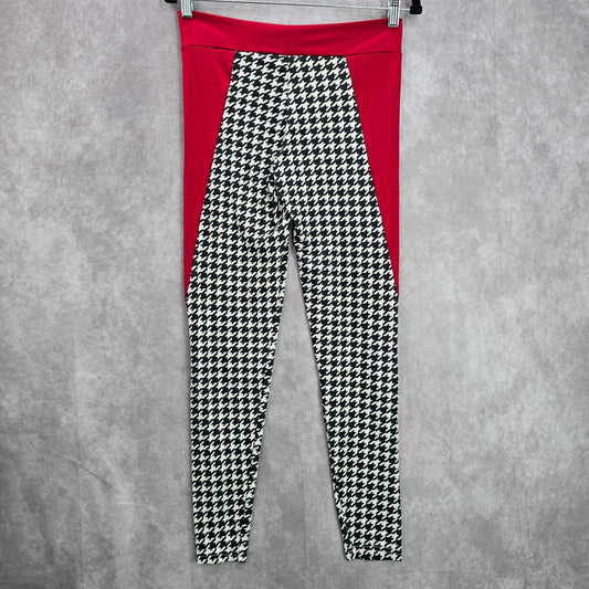 Red Black Houndstooth Active Stretch Legging Yoga Pant Bottoms S Small