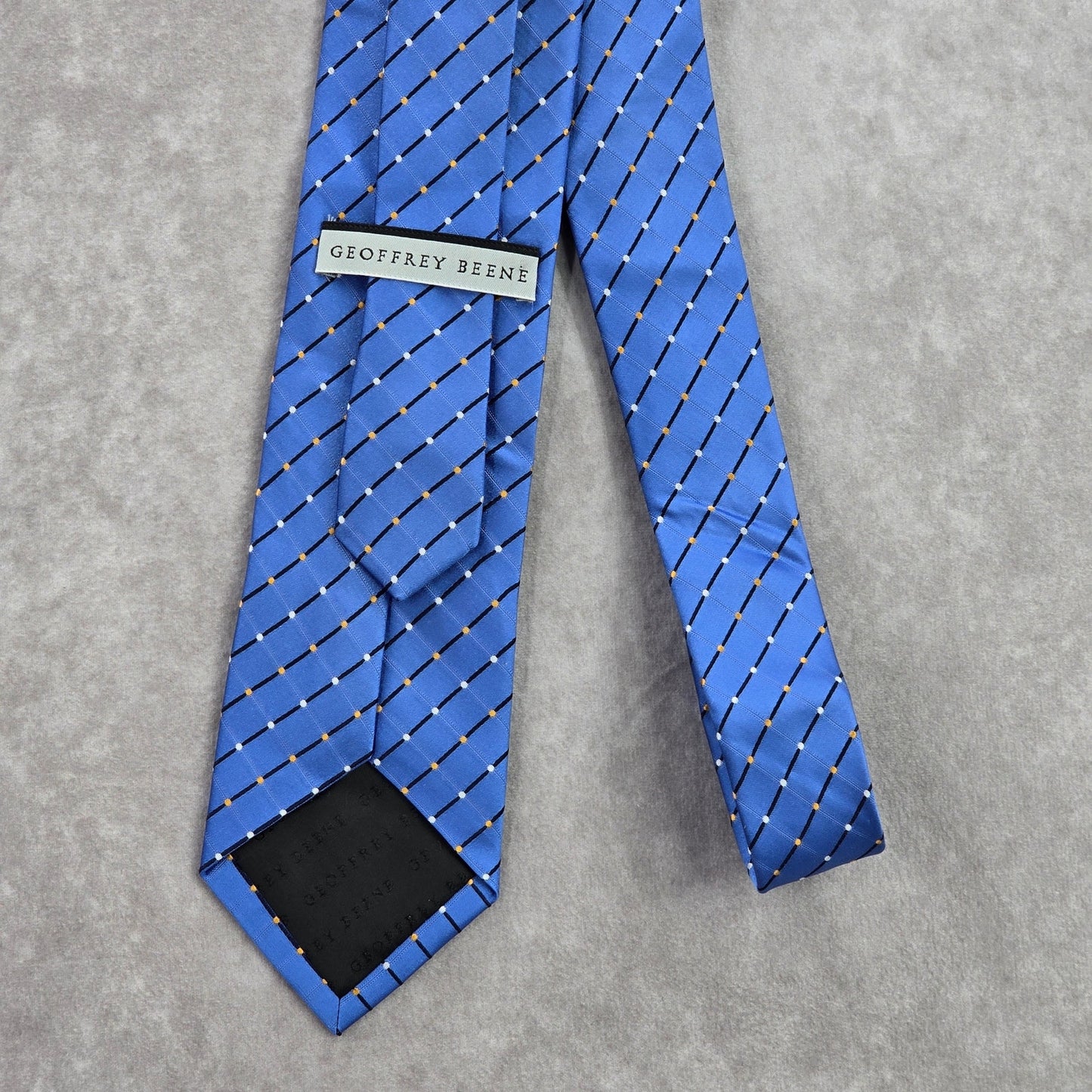 Geoffrey Beene Blue Plaid Stripe Geometric Polka Dot Silk Neck Tie Men's