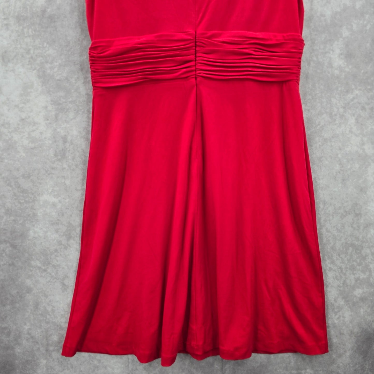 Calvin Klein Red Knee Length Pleat Sleeveless Fit Flare Formal Party Dress 12