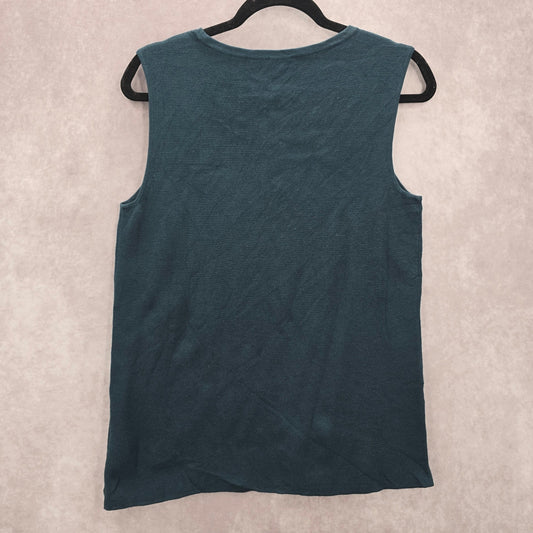 Talbots Green Sleeveless Vest Cotton Modal Preppy Sweater Top M Medium