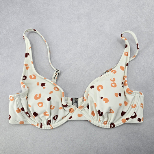 White Print Padded Sports Active Bra Beach Bikini Bralette Swim Top S Small