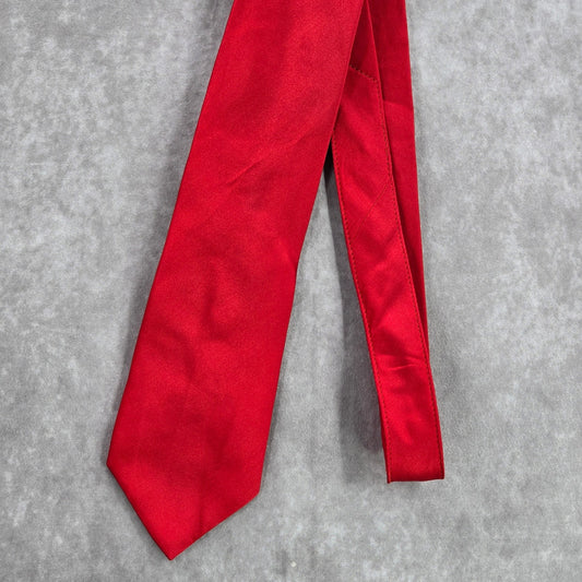 Meeting Street Red Solid Handmade Executive Corporate 100% Silk Men's Neck Tie