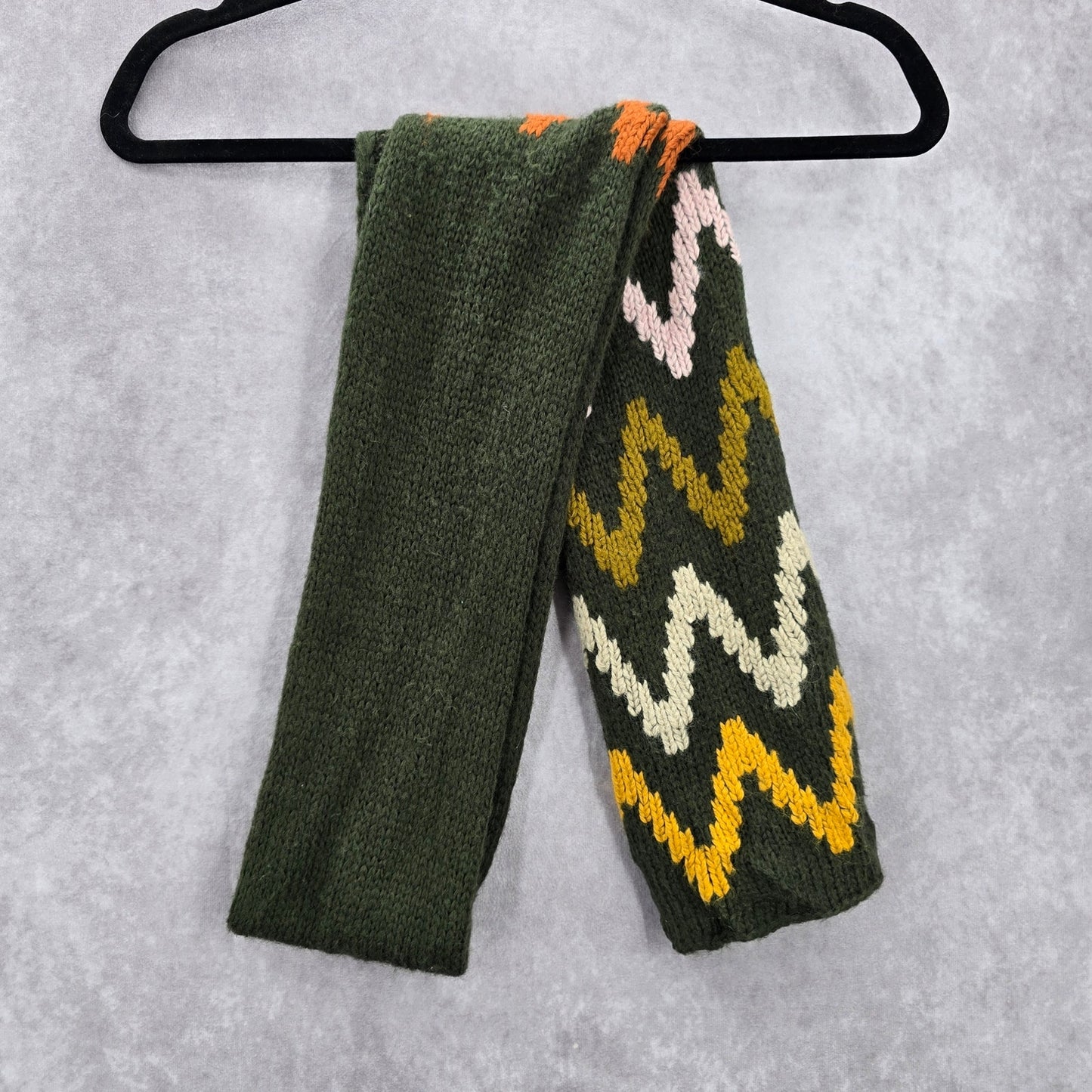 Wooden Ships Green Chevron Cable Knit Wrap Shawl Vintage Y2K Scarves Scarf