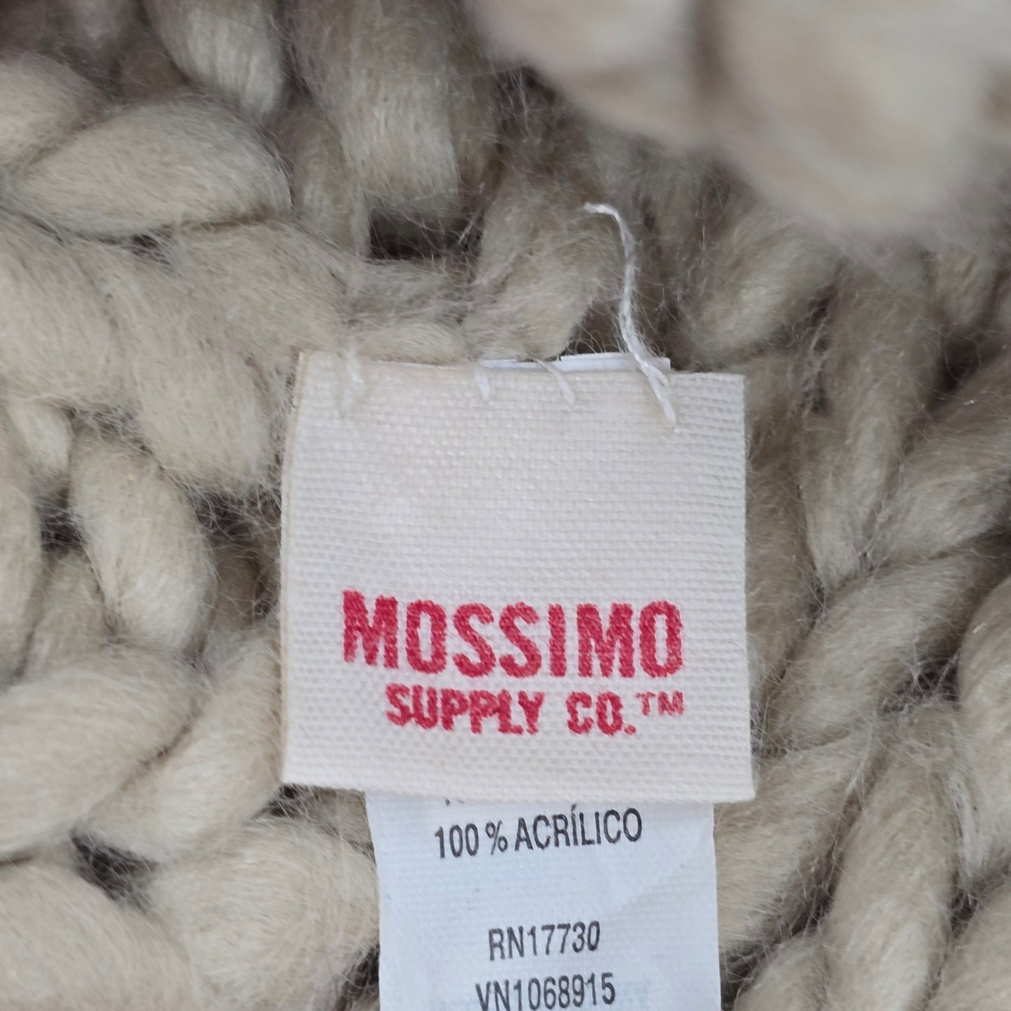Mossimo Tan Cream Cable Knit Vintage Chunky XL Pom Pom Y2K Funky Hat