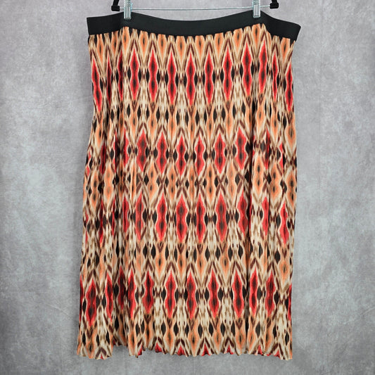 Ruby Rd Pink Multi Color Midi Long Bohemian Pleated Pattern Skirt Plus Size 24W