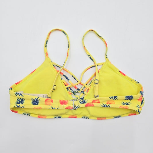 Hollister Yellow Pineapple Padded Adjustable Strap Bikini Top Swimwear Small