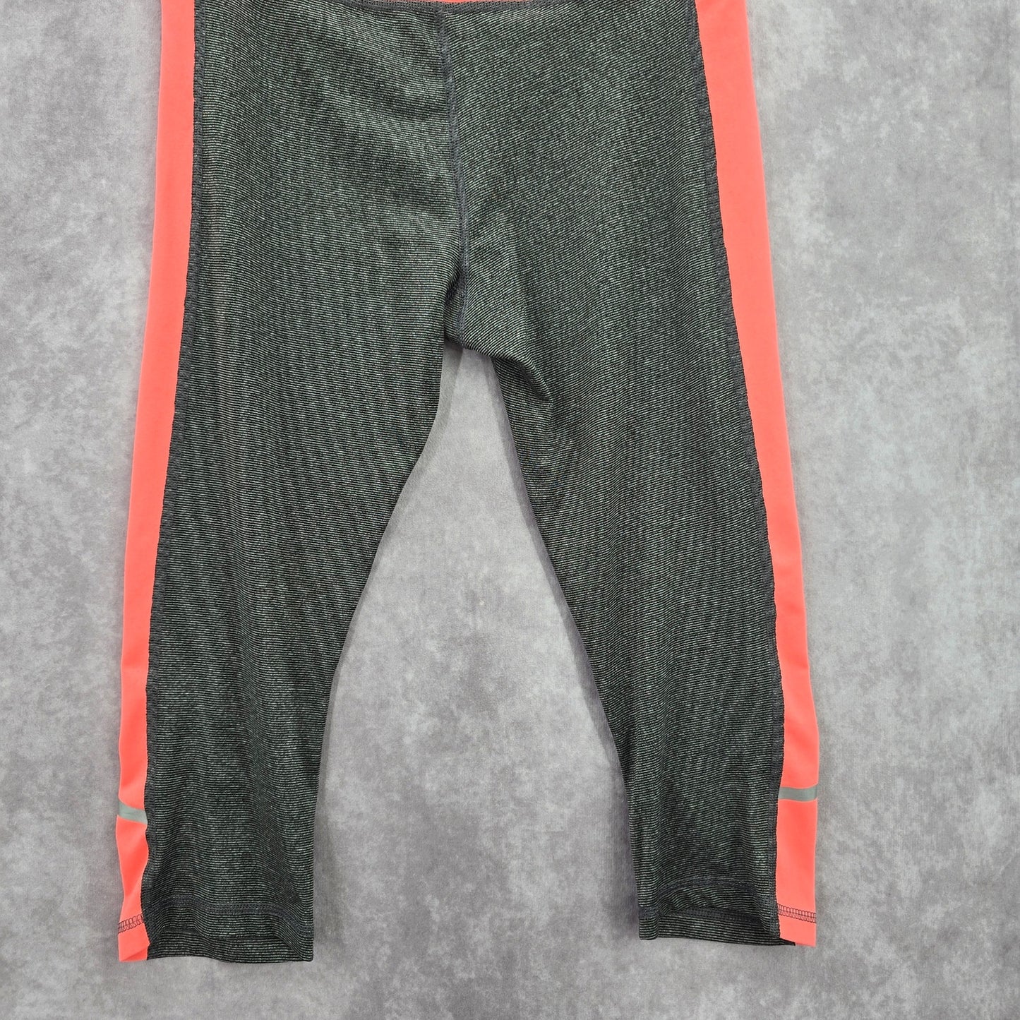 Marika Sports Gray Pink Stripe Cropped Active Legging Pant Bottoms Medium 8-10