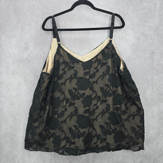 Torrid Black Floral Sleeveless Tank Blouse Flowy Top 3 Plus 22/24 3XL