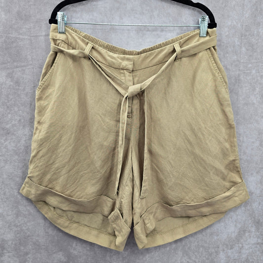 Lane Bryant Tan Linen Flat Front Bermuda Bottoms Pants Shorts Plus 14/16