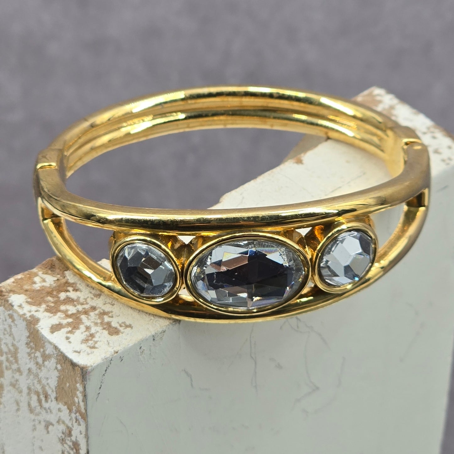 Zara Gold Gems Cuff Metal Bangle Vintage Bracelet Fashion Jewelry NWOT JB4-22