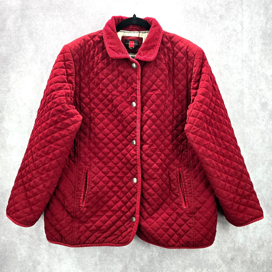 Gallery Red Quilted Plaid Snap Button Coat Parka Puffer Jacket Extra Large XL