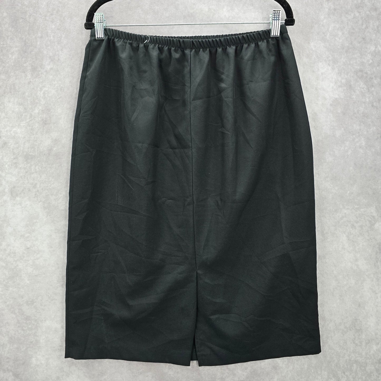 Black Pull On Knee Length Elastic Office Corporate Church Classic Skirt Size 14