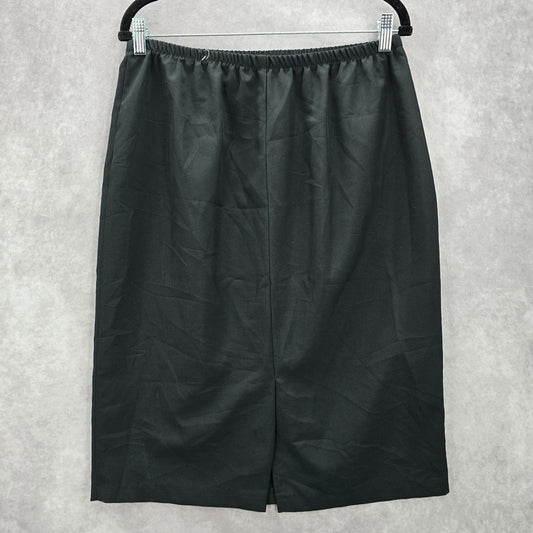 Black Pull On Knee Length Elastic Office Corporate Church Classic Skirt Size 14