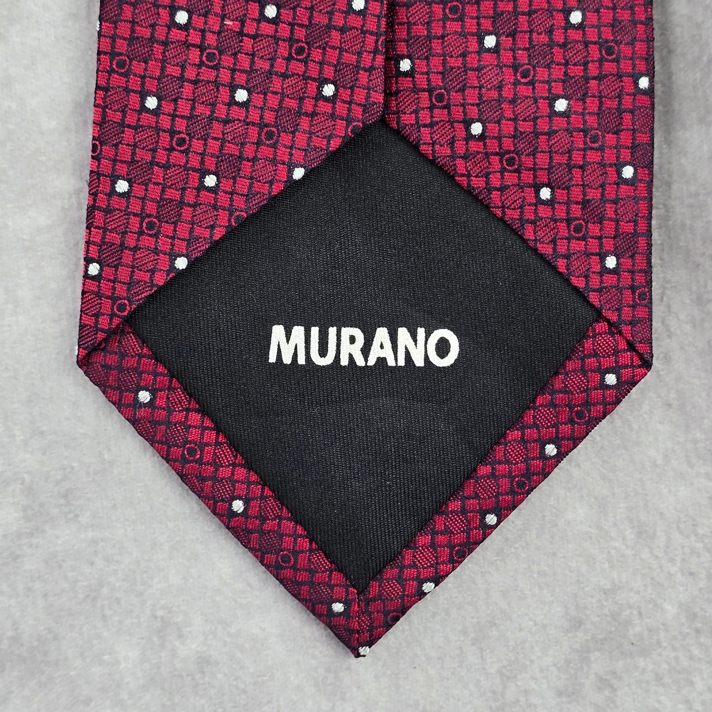 Murano Red Black Gray Polka Dot Geometric Executive Silk Neck Tie Men's