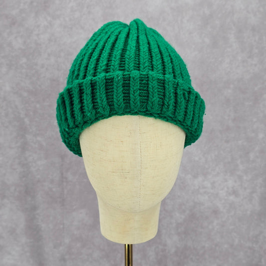 Green Crochet Knit Bucket Cap Hat Fun Vintage Y2K Funky Beanie
