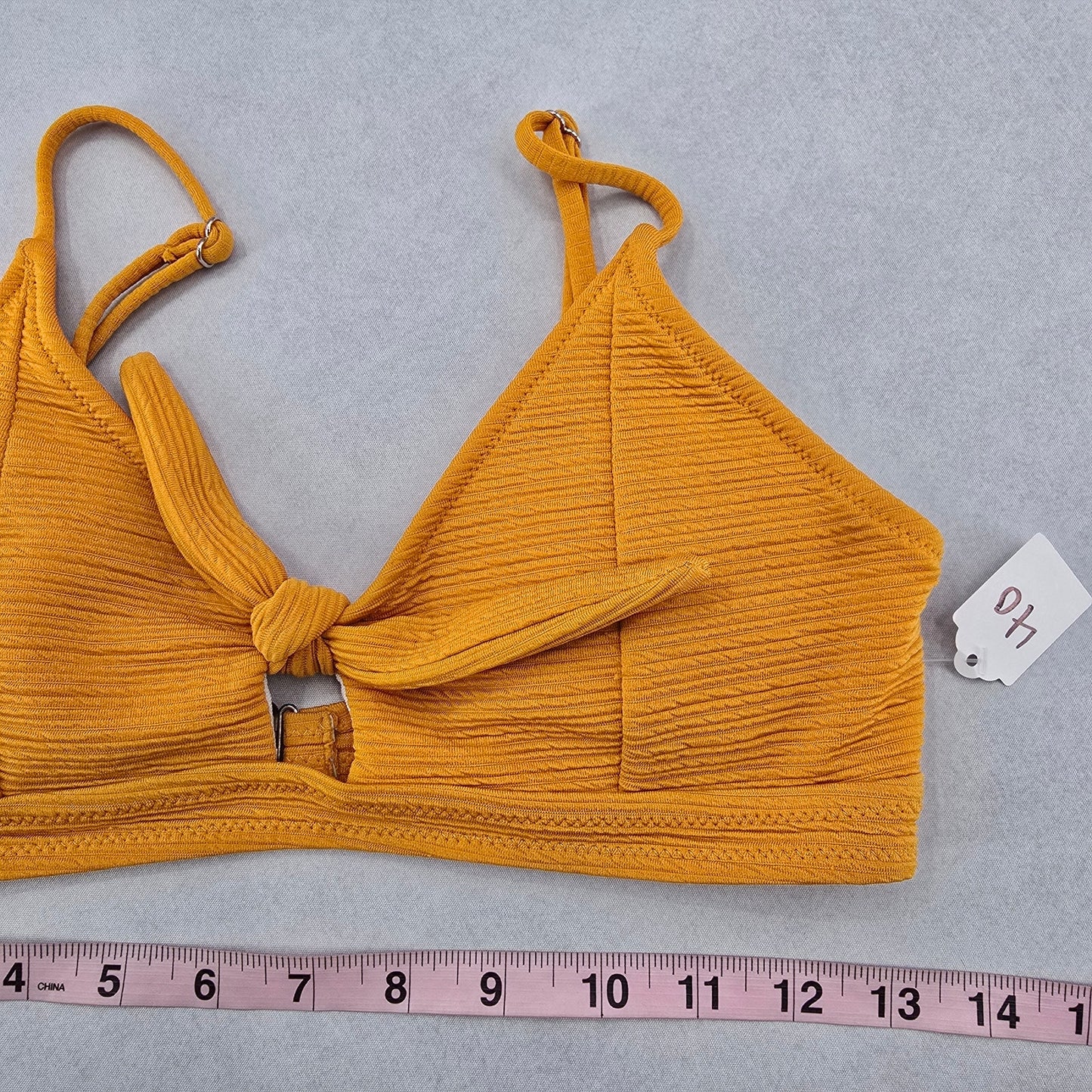 Yellow Tie Beach Sports Bra Bikini Bralette Swim Top S Small