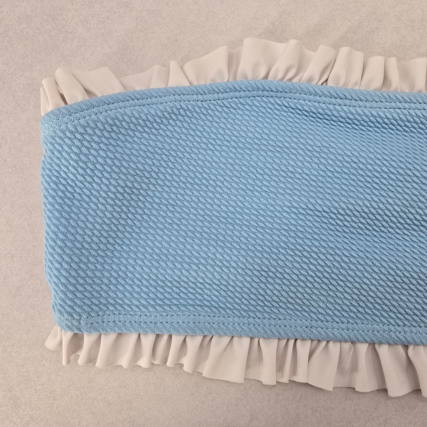 Blue White Ruffle Bandeau Beach Sports Bra Bikini Bralette Swim Top S Small