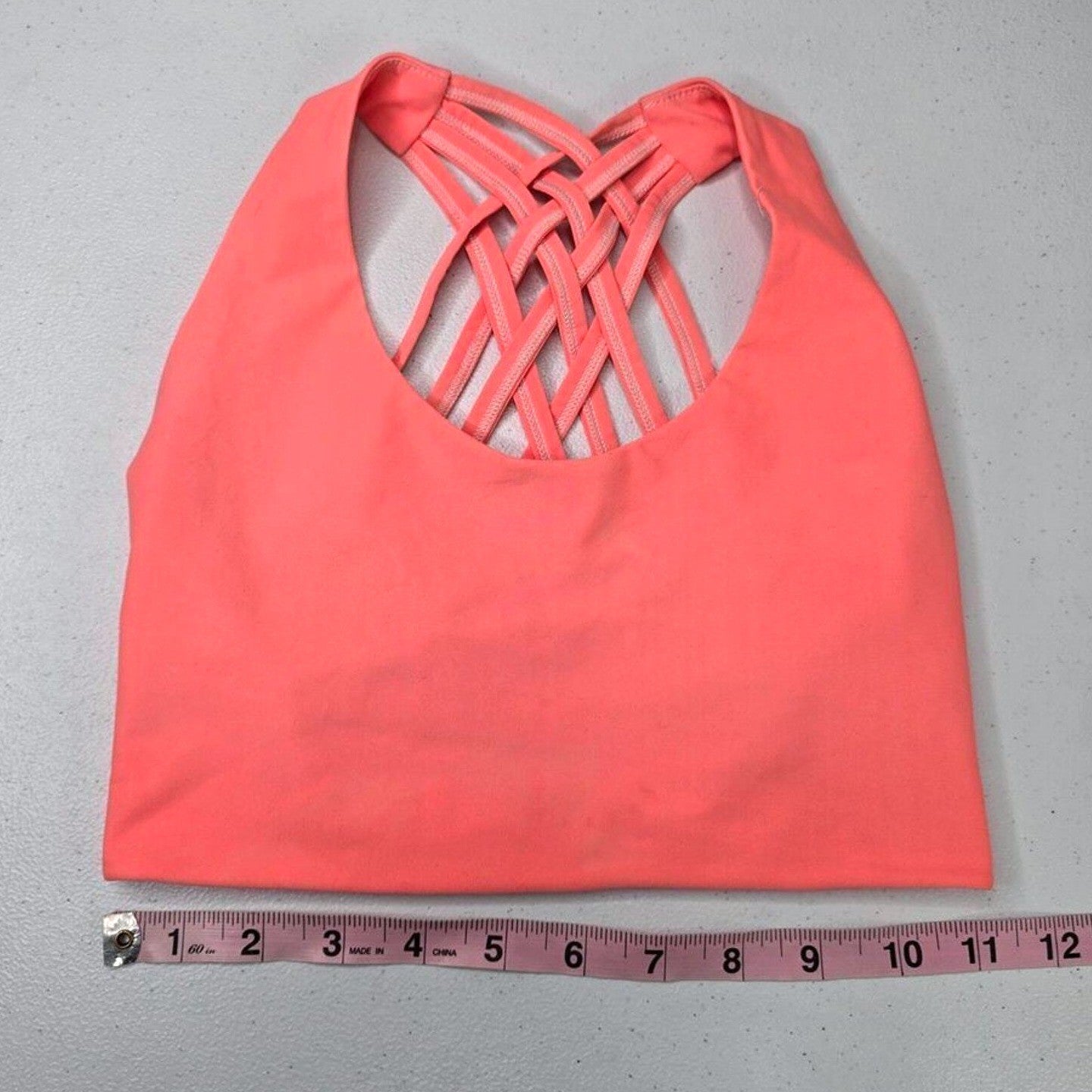 Daughters of Culture Bikini Sports Bra Top Orange Criss Cross Back Active Y2K Stretch XS