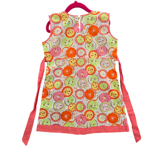 Pink Floral Fruit Print Summer Tunic Sleeveless Belt Cotton Top Girls Toddler 5T