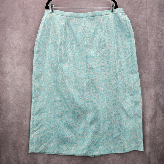 Michael DeGray Blue White Floral Midi Length Skirt Plus 20W