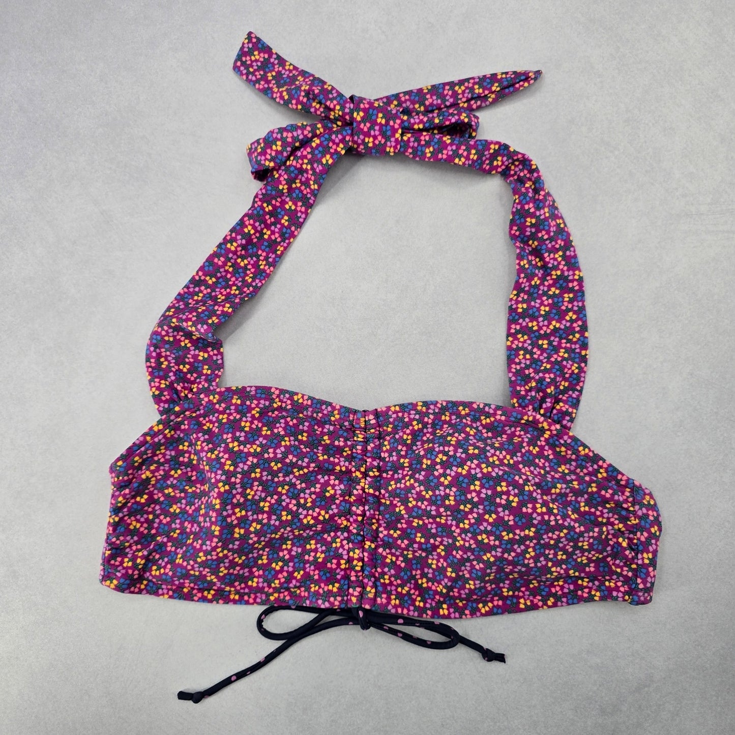 Matilda Jane Purple Floral Halter Tie Padded Bikini Bralette Swim Top S Small