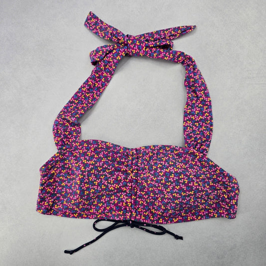 Matilda Jane Purple Floral Halter Tie Padded Bikini Bralette Swim Top S Small
